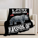 Rhino Blanket I Just Really Like Rhinos Throw Blankets Gifts For Girls Boys Kids Lover Soft Cozy Fleece Plush For Couch Sofa Bed 40"X50"