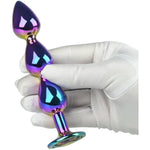 Anal Beads Butt Plug With Jewelry Base Anus Dilator Trainer Prostate Massager G-Spot Dildo Vaginal Stimulation For Men Women And Couples Colorful Alloy (3 Beads)