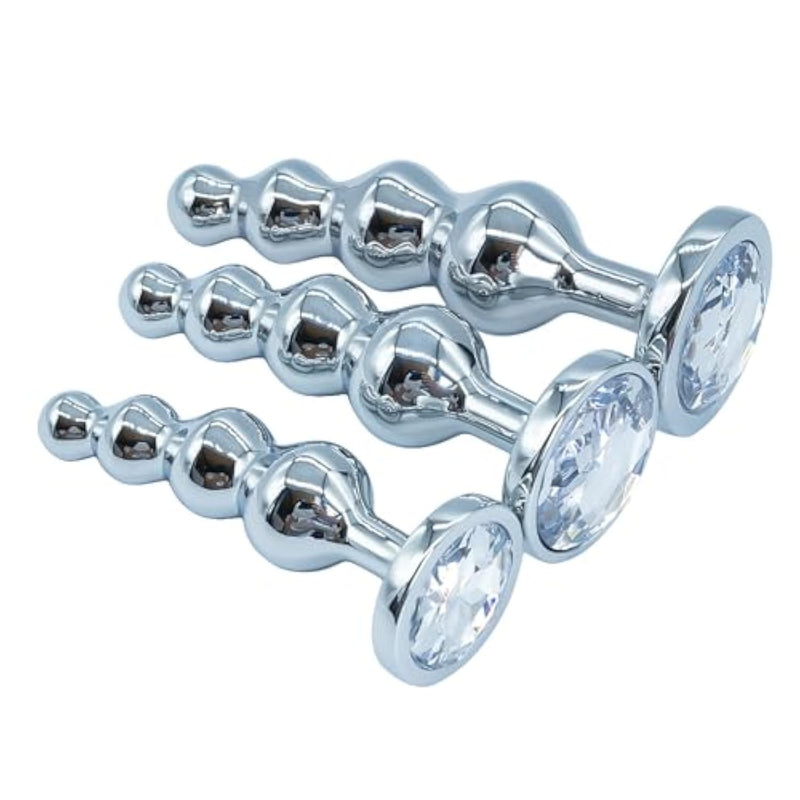 Metal Butt Plug Set For Men, Women Couples 3Pcs Anal Trainer Kit With Jeweled Base Prostate Massager Adult Sex Toys For Beginners & Advanced Users Adult Sex Toys & Games Fetish Sm Kit