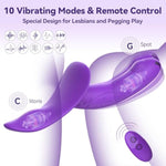 5 Inch Vibrating Strap On Dildo Harness Set For Women And Men,Lesbian Sex Toys With Adjustable Strapon Harness,Rechargeable Vibrator With 10 Modes & Remote Control,Purple