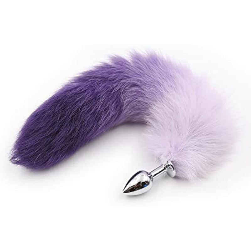 Butt Plug Fox Tail Cosplay Anal Plug Anal Butt Plug Adult Sex Toys For Beginner Women Men Couple (18" Purple-1)