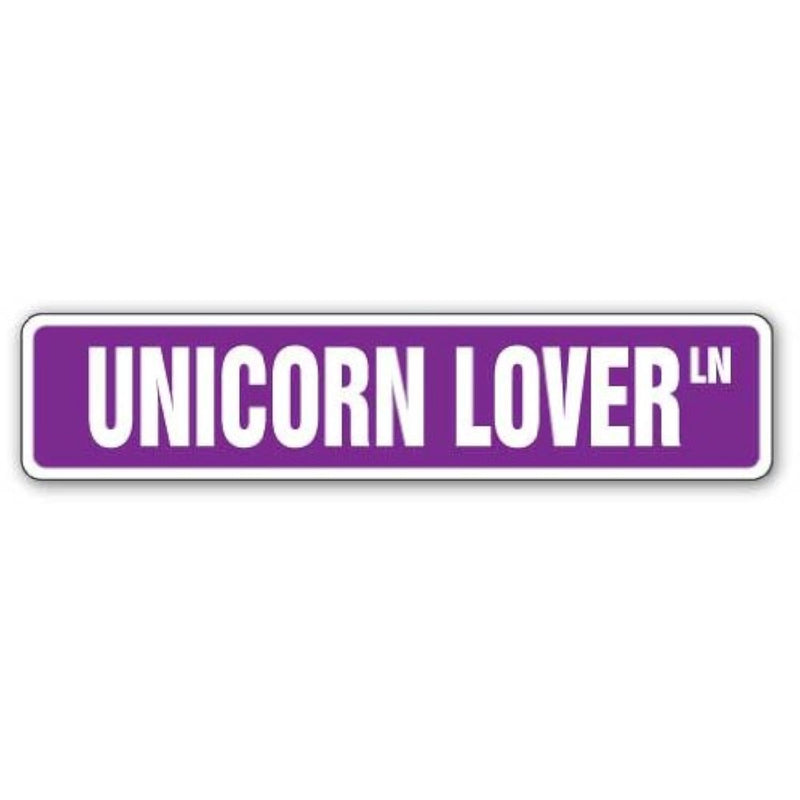 Unicorn Lover Street Sign Childrens Name Room Sign | Indoor/Outdoor |  18" Wid