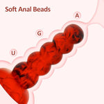 5 Balls Dildo,6.7" Long Anal Beads Vaginal G-Spot Deep Stimulation,Butt Plug With Strong Suction Cup For Male Female,Liquid Silicone Anal Plug Adult Sex Toy,Black&Red