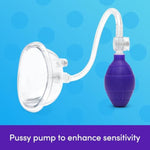 Supreme Sensation Pussy Pump - 4 Inch Clear Chamber For All Over Suction - 2 Quick Release Valves - Easy To Use Hand Held Bulb Suction Pump - Purple