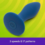 Ignite Vibrating Butt Plug - 3 Inch Silicone Anal Toys For Men With Travel Lock - 17 Vibration Modes & 3 Speeds - Male Prostate Massager - Rechargeable Adult Sex Toy - Couples Gift - Blue