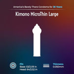 Kimono MicroThin Large Pack of 12 - Premium Lubricated Natural Latex Condoms, Ultra Thin, Larger Tip Condoms, Vegan-Friendly, No Latex Odor - Enhanced Sensitivity