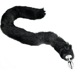 Butt Plug With Smooth Long Fox Tail Anal Sex Toys Role Play Flirting Animal Tail For Couple Black (M)