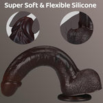 9.85'' Realistic Big Black Dildo, G Spot Vagina Anal Stimulator With Strong Suction Cup For Hands-Free Play, Feels Like Skin Silicone Adult Sex Toys For Men And Women Pleasure