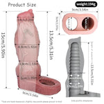 Silicone Penis Extender Condom With Cock Ring Realistic Textured Penis Sleeve Enlarger For Men Reusable Girth Enhancer Sleeve (A)