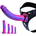 Strap On Dildo Set Womens Sex Toys (6" 7" 8" 10" Fantasy Dildo), Silicone Realistic Long Anal Dildo Suction Cup, Beginner Harness Wearable Dildo Purple Pink Adult Sex Toy For Women Couples Lesbian