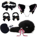 Anal Plug Butt Plug, 6Pcs/Set Sex Fox Tail Anales Plug Toys Butt Plugs With Cat Ears Headband And Necklace Metal Anal Sex Toys For Women Man Beginners Adult Couples