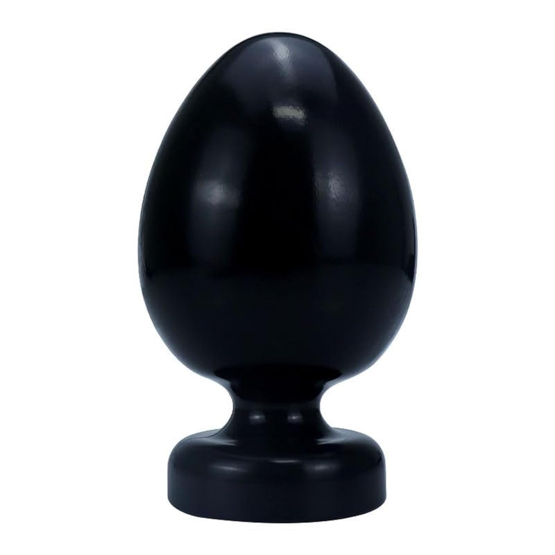 Black Color Egg-Shaped Anal Massager with Suction Cup for Adult Use, Available in 4 Different Sizes
