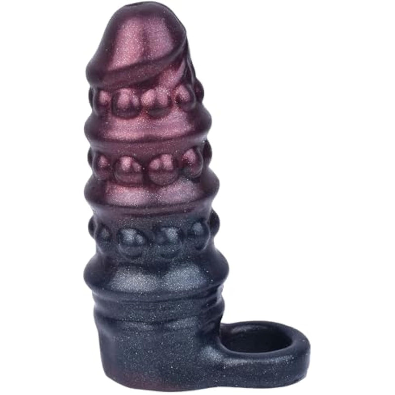 Realistic Penis Sleeve With Penis Ring Silicone Reusable Penis Extender Artificial Cock Sleeve Girth Enhancer For Men Adult Sex Toys (Hole)