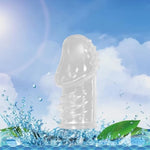 Reusable Penis Sleeve Cock Ring, Soft Men Cock Sleeve Extender Enlargement Cover Delay Ejaculation Long Lasting Stronger Strechy Realistic Penis Ring Dildo Adult Sex Toys For Men Couple (L)