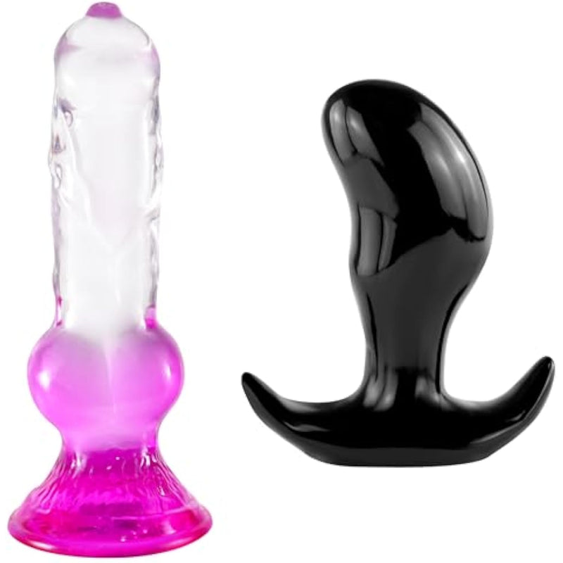 6 Inch Mango Butt Plug + Big Crystal Wolf Dildo