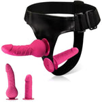 Wearable Strap On Dildo Set - Adjustable Harness With 2 Realistic Dildos For Lesbian, G-Spot Anal Dildo Sex Toys For Female Pleasure (Red)