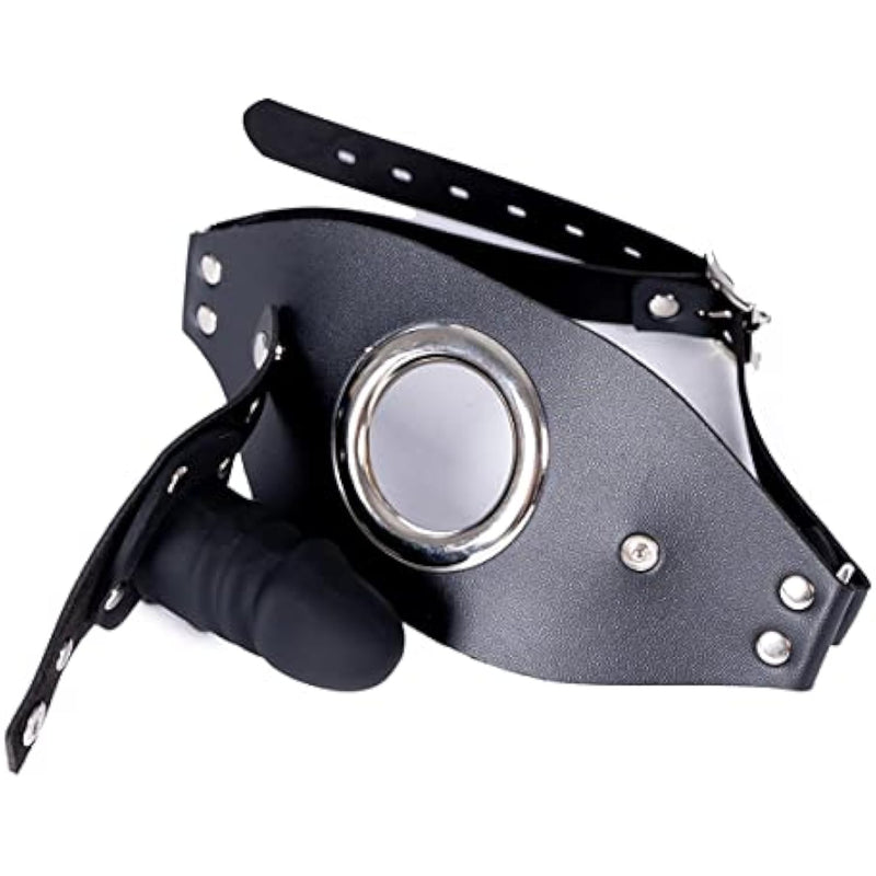 Strap-On Leather Mouth Masks Restraint Dildo Adult Sex Bondage Mouth Gags Bdsm Toys (Length: 6 Cm)