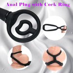 Inflatable Silicone Anal Plug With Cock/Penis Ring, Anal Balls Sex Toys With Spots On & Steel Beads In For More Vagina & Anus Stimulation Adult Anal Sex Toy (Triple Beads)