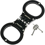 Handcuffs – Heavy Duty Police Grade Professional Steel Hand Cuffs, Hinged Double Lock Metal Black Finish for Security & Personal Safety