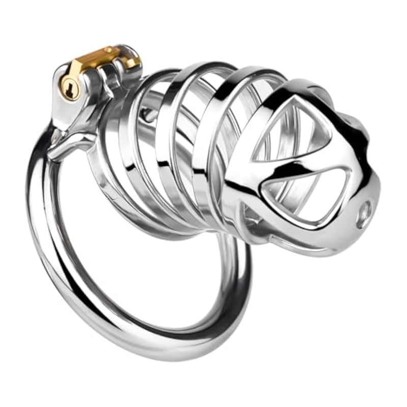 Stainless Steel Cutout Chastity Cage With Invisible Concealed Lock And Key For Men, Anti Escape Penis Cage Adult Sm Restraints Sex Toy Game, Cock Cage For Everyday Wear, Home And Office (L,40Mm)