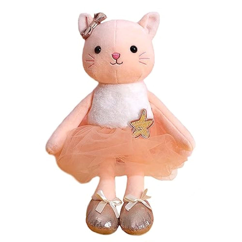 Plush Ballerina Dolls Kitten Cat Stuffed Animals Toys Ballet Dance Recital Gifts For Girls 15.5 Inches (Orange)