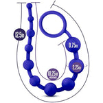 Luxe Silicone 10 Anal Beads - Silky Smooth Ultrasilk - Puria Platinum Silicone - 12.5" Long Beginner Anal Plug With Sturdy Handle - Anal Training Sex Toy For Men Women Couples - Indigo