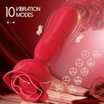 Rose Anal Vibrator Adult Sex Toy Anal Plug Vibrator, 10 Modes, Rechargeable Waterproof Remote Control Vibrating Stimulator Couple Sex Toy Dildos Women Game?Red
