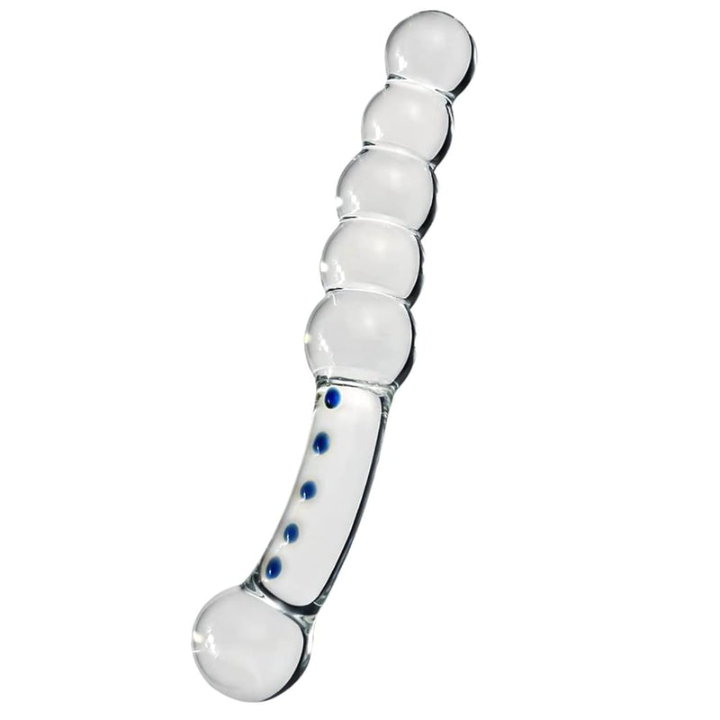 Crystal Glass Pleasure Wand Dildo Penis Beads Anal Plug, Double Head Design Butt Plug Dildo Penis Prostate Massage G-Spot Masturbator Sex Toy For Men And Women