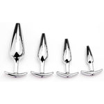 4 Pcs Metal Silvery Butt Plug Set With Anchor Jewelry Base Adult Sex Sm Toys Smooth Metal Anal Plug Kit For Couple(B)