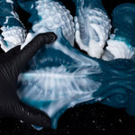 Soft Fantasy Dildo, Abstract Art, Blue And White Gradient Scale Design, Silicone Toy That Stimulates The G-Spot, Suitable For Women And Couples.
