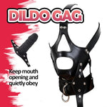 Silicone Penis Gag Ballgag Harness with Leather Bondage Hood