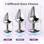 3-Piece Stainless Steel Anal Butt Plug Set – Green Eye Design In Small, Medium, And Large Sizes