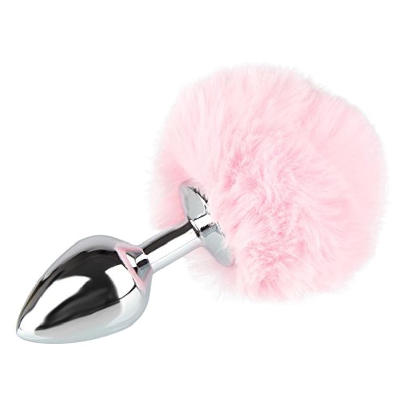 Stainless Steel Hypoallergenic Anal Plug Starter Kit for Women and Men with Graduated Sizes and Synthetic Furs Bunny Tail