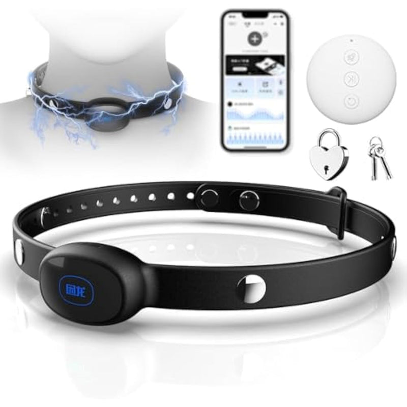 Bdsm Electric Shock Neck Collar For Male Female, Silicone Adjustable Collar E-Stim Bondage Device With Lock & Remote Control Set, Sm Restraints Role Play Adult Sex Toys For Men Women Couples