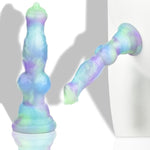 7 Inch Realistic Knotted Dog Dildo Beginner Suction Cup Soft Silicone Small Wolf Animal Fantasy Dildos Fake Penis Purple Green Blue Rainbow Canine Dildo Big Butt Plug Anal Gay Adult Toys Women (A-164)