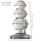Glass Penis Pleasure Wand Anal Plug,Crystal Glass Anal Plug Transparent Anal Beads With Round Base G Spot Stimulation Massager Pleasure Wand Penis Masturbation Anal Sex Toys For Men Women(S)
