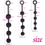 Black Pull Bead Anal Plug Extra-Long Large Size Backyard Pull Bead Anal Masturbator Toy Adult Sex Toy(M)