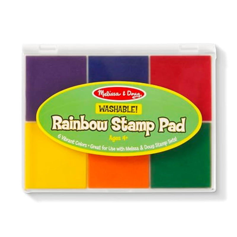 Rainbow Stamp Pad with 6 Washable Inks for Kids Arts & Crafts Ages 4+