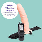 Perfect Partner Vibrating Strap On Dildo - 8 Inch Realistic Strap On For Pegging - Thick Elastic Waistband Holds Wired Remote Control - 3 Speeds & 7 Vibration Patterns - Flesh Pink