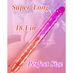 18" Huge Double Ended Dildo Thick Realistic Dildos For Lesbian - Super Long Gradient Jelly Flexible Dildos For Anal Vagina Simulation For Lesbian Gay