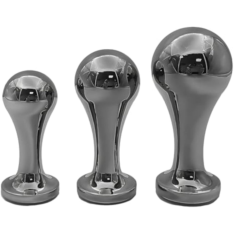 Anal Plug Trainer Set 3Pcs - Stainless Steel Expanding Butt Plug Kit For Adult Anal Toys, Gradual Sizing With Comfort Design For Men Women (Gun Black)