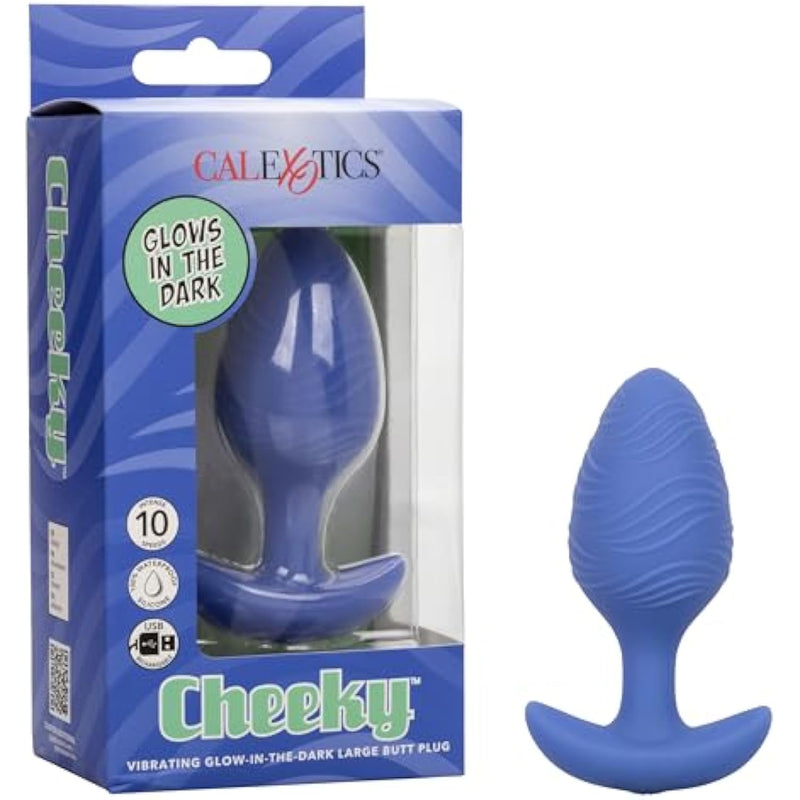 Cheeky Glow-In-The-Dark Large Vibrating Butt Plug, 10 Speeds Anal Vibrator Made With Body Safe Silicone And 100% Waterproof With Flang Base - Se-0443-40-3
