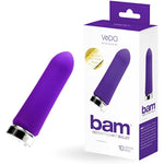 Bam Bullet Vibrator, Rechargeable Waterproof 10 Vibration Mode Adult Sex Toy, Purple