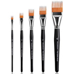 Professional Flat Comb Brush Set for Unique Texture Painting - 5pcs Grainer Brushes for Artists