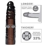 Reusable Black Penis Sleeve Extender Realistic Textured Cock Extender Body-Safe Stretchy Ultra-Soft Material Cock Enlarger Applicative For Men & Couple