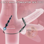 Silicone Anal Plug With Penis Cock Rings Adult Anal Sex Toys For Women Men, Flexible Silicone Anal Beads Butt Plug Massager Graduated Design Bullet G Spot Stimulor For Couples Play