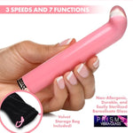 10X Vibra-Glass Mini G-Spot Vibrator For Men Women & Couples, Made With Durable Borosilicate Glass Non-Allergenic Rechargeable Splashproof Ipx5. 3 Piece Set - Pink