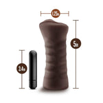 Blush Hot Chocolate Brianna 5" Vibrating Masturbator - Squishy Open-Ended Pocket Pussy Stroker - Ribbed Penis Pleasure Sleeve With Bullet Vibrator - Realistic X5 Plus Male Adult Sex Toy For Men