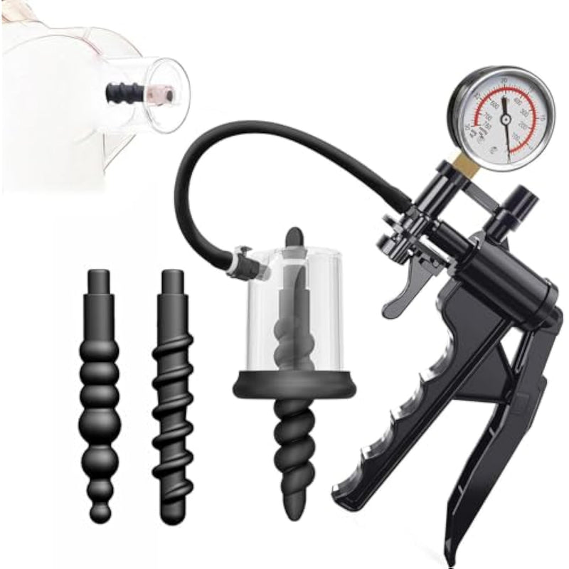 Silicone Anal Plug Vacuum Pump Set With 3 Analplugs Anus Enlarger Twist Drills Swivel Butt Plugs Threaded Suction Cups Prostate Massager G-Spot Vagina Stimulator Sm Adult Sex Toys For Men Women