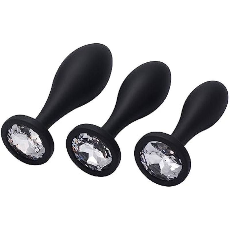 Anal Plug Adult Sex Toy,3Pcs Jeweled Anal Toys Anal Training Kit Adult Sex Toys Games Butt Plug,Personal Anal Plug Sex Toy For Adult Women,Men And Couples (White)